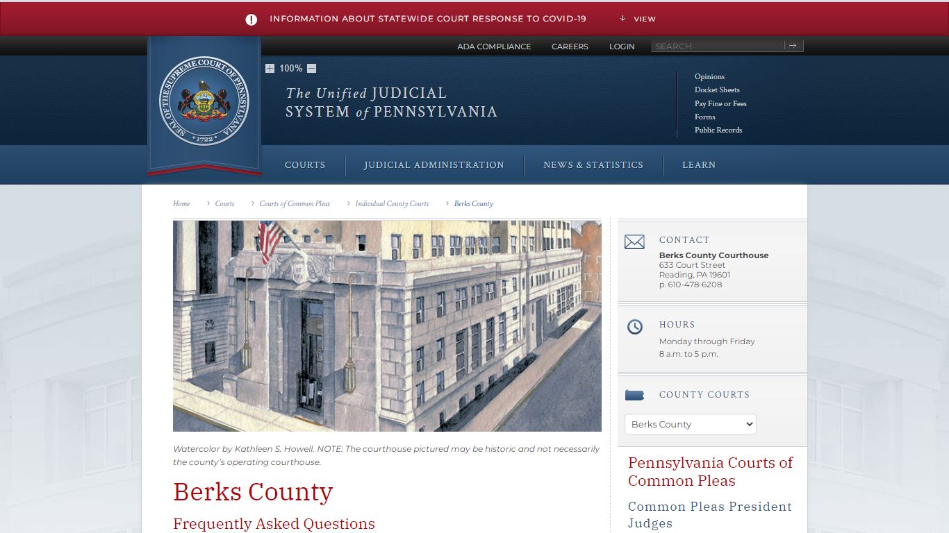 Berks County | Individual County Courts | Courts of Common Pleas ...