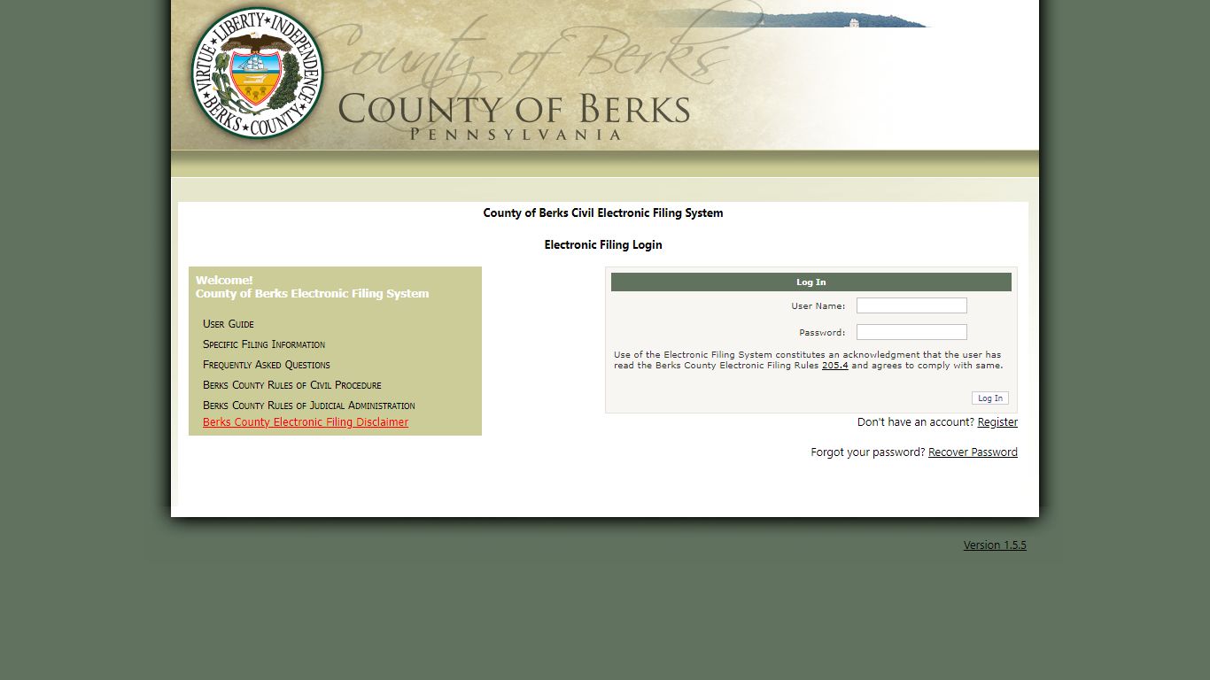 Civil Electronic Filing System - County of Berks